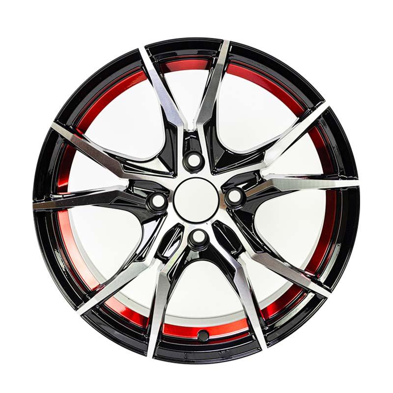 20 inch  4*114.3 mm black and red wheels with silver spokes forged wheel