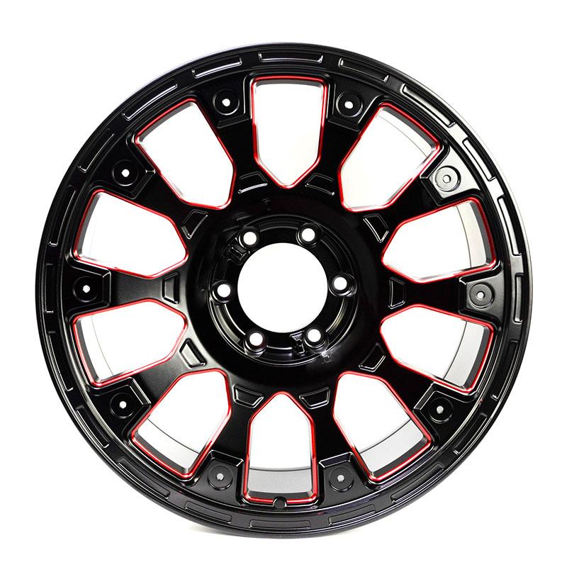 24 inch 6*139.7 mm fully painted in black with red edges forged wheel