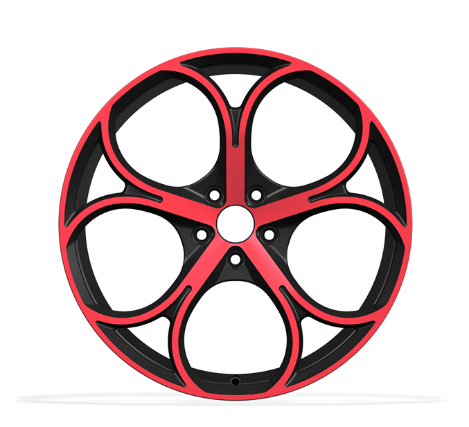 Customized red and black monoblock forged car wheel hub