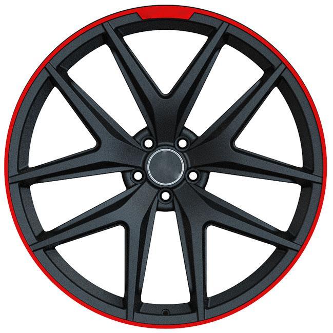 Red lip gloss black monoblock forged wheel