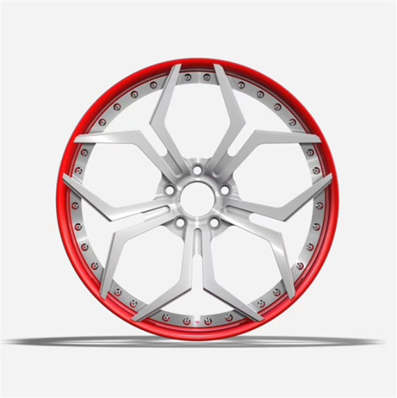 Deep dish red color 2 piece forged wheels